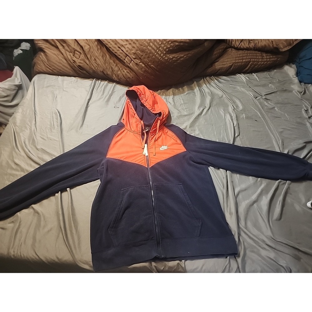 Nike Jacket Mens Medium Blue Polar Fleece Full Zip Wind Runner Running Training